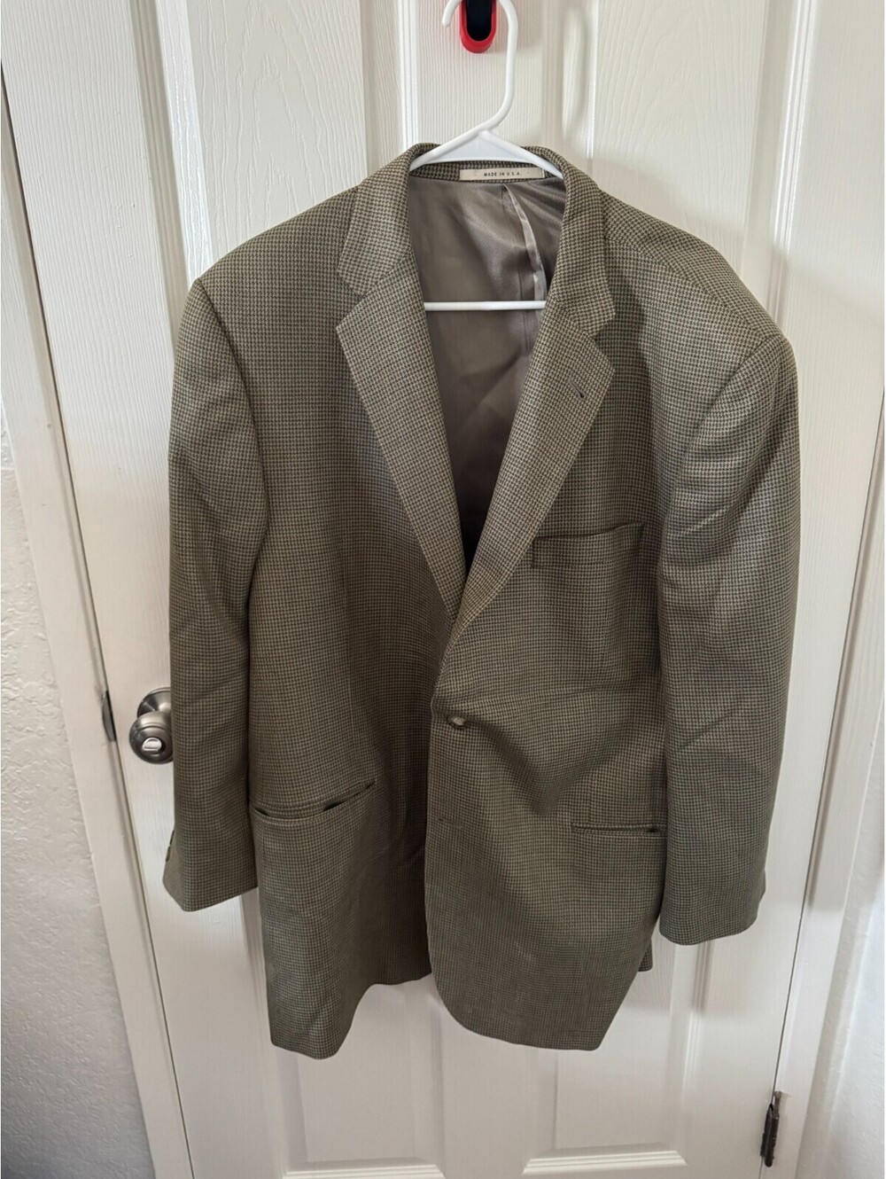 Vintage Burberry London Brown Blazer Sport Coat Jacket Silk Wool Houndstooth 46R